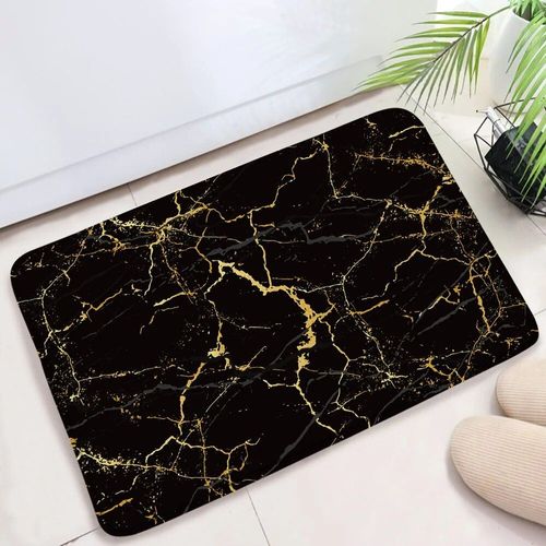 Polymères De Bain Texturés En Marbre Pour La Décoration Intérieure,Tapis Coordonnants,Tapis De Porte De Sol,Ensembles D'accessoires,Noir Et Blanc,Glouton - Type 796sd-Dd-45x75cm-17.7x29.5in