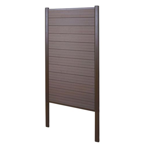 Brise-Vue En Wpc Sarthe, Clôture Brise-Vent, Poteaux Aluminium   Élément De Base Étroit, 100cm Marron