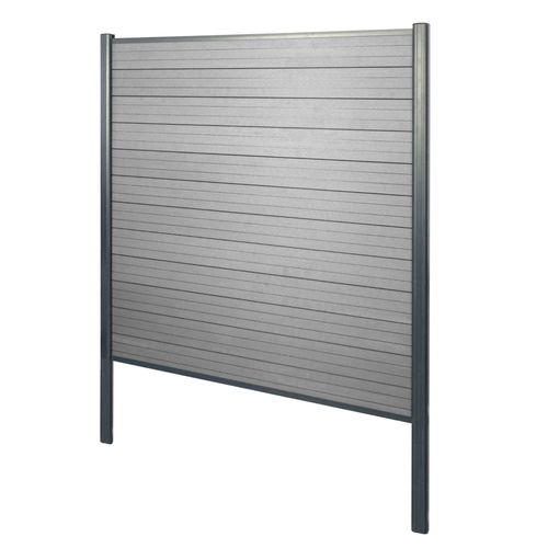 Brise-Vue En Wpc Sarthe, Clôture Brise-Vent, Poteaux Aluminium   Élément De Base, 190cm Gris