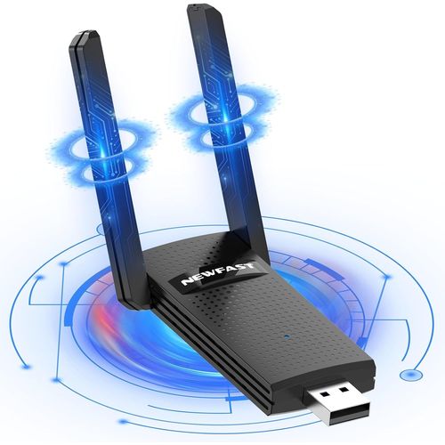NEWFAST Clé WiFi USB 1300Mbps Double Bande Clé WiFi pour PC 2.4G/5GHz Adaptateur USB WiFi Portable Dongle WiFi Support Cryptage WPA3, NF-U327 Compatible avec Windows,Mac et Linux