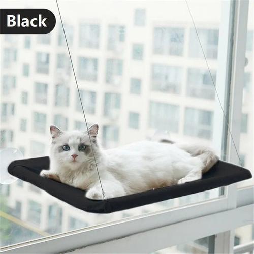 Lit De Hamac Pour Chat Monté Sur Fenêtre De Bain,Siège Ensoleillé,Arbre À Gratter De Accent,Fournitures Pour Chats,Cadre D'escalade Pour Chaton,Accessoires Pour Animaux De Compagnie - Type Black