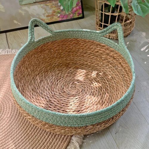 Nid D'animal De Compagnie En Rotin Pur Et Lavable,Lit Pour Chat,Tissé Manuellement,Herbe De Chat,Planche À Gratter,Coussin Chaud Pour L'hiver,Toutes Saisons - Type B-Basic Style-S(35cm)