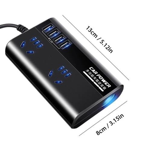 Onduleur de voiture portable avec 4 ports de charge rapide USB,convertisseur de DC 12V à AC 500 V pour les transformateurs mobiles,les médicaments portables et plus encore,2 - Type Standard Edition