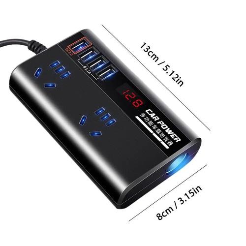 Onduleur de voiture portable avec 4 ports de charge rapide USB,convertisseur de DC 12V à AC 500 V pour les transformateurs mobiles,les médicaments portables et plus encore,2 - Type Upgraded version