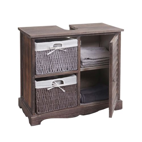 Meuble Sous-Vasque Hwc-H20, Meuble Sous-Vasque De Salle De Bain 60x65x31cm   Shabby Marron