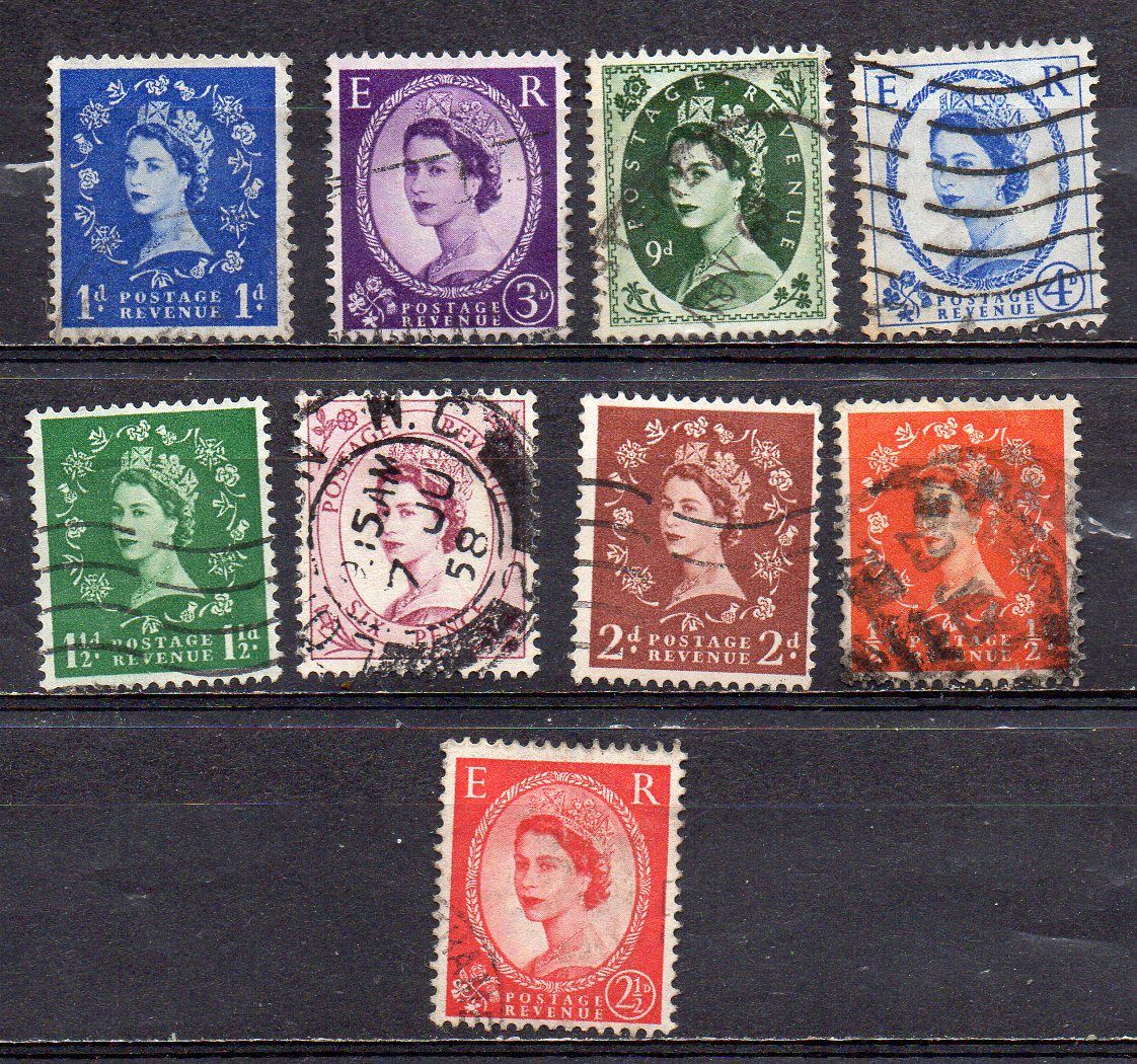 Royaume-Uni- Lot De 9 Timbres Oblitérés- Reine Elizabeth