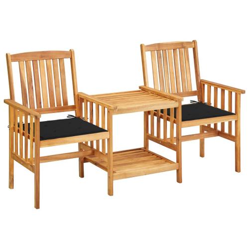 Vidaxl Chaises De Jardin Avec Table À Thé Et Coussins Acacia Solide