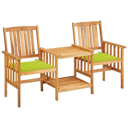 Vidaxl Chaises De Jardin Avec Table À Thé Et Coussins Acacia Solide