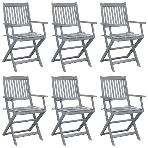 Vidaxl Chaises Pliables D'extérieur 6 Pcs Avec Coussins Bois D'acacia