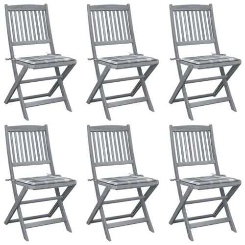 Vidaxl Chaises Pliables D'extérieur 6 Pcs Avec Coussins Bois D'acacia