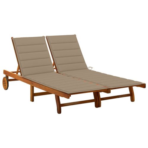 Vidaxl Chaise Longue De Jardin 2 Places Avec Coussins Acacia Solide