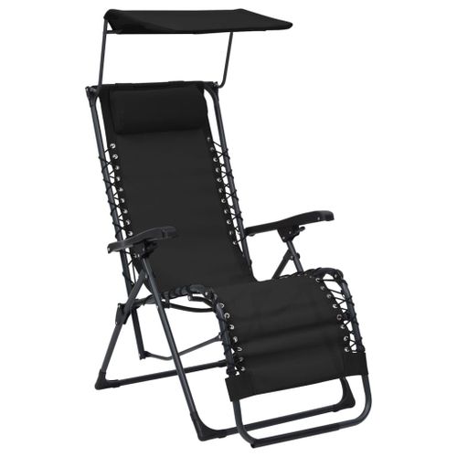 Vidaxl Chaise Pliable De Terrasse Textilène Noir