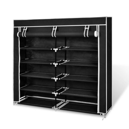 Vidaxl Armoire À Chaussures Avec Housse 115 X 28 X 110cm Tissu Noir