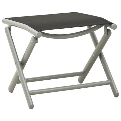 Vidaxl Repose-Pied Pliable Noir Et Argenté Textilène Et Aluminium
