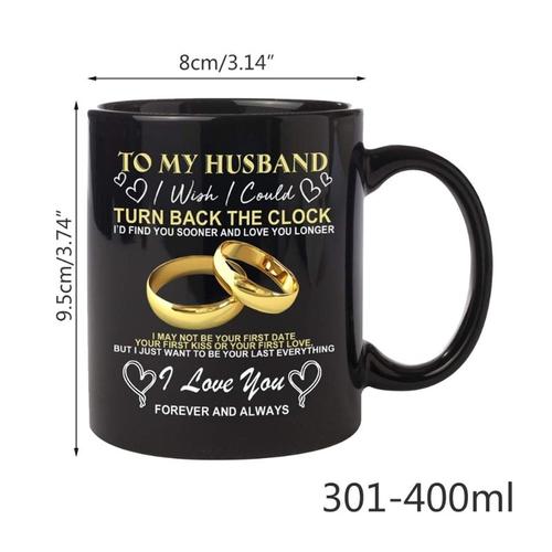 Tasse à café 13oz à ma femme mari air retour l'horloge tasse noire cadeau pour Couple 667A