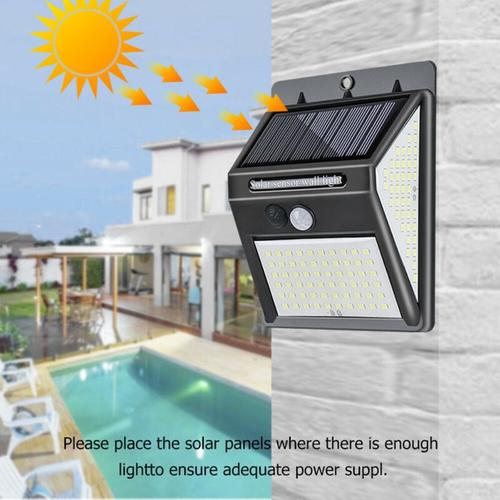 Applique Murale Solaire Étanche À 150 Led, Abs, Pour Jardin, Balcon Ou Clôture