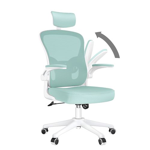 Fauteuil De Bureau, Avec 2d Accoudoirs Et Appui-Tête, Soutien Lombaire Dossier Règalable, Chaise Ergonomique, Bleu