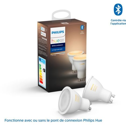 Ampoule Connectée Philips Pack X2 Gu10 White & Ambiance