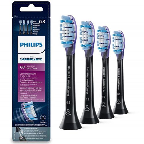Têtes de brosse à dents Philips Sonicare G3 Premium HX9054 Gum Care - Pack de 4 brossettes dentaire - noir