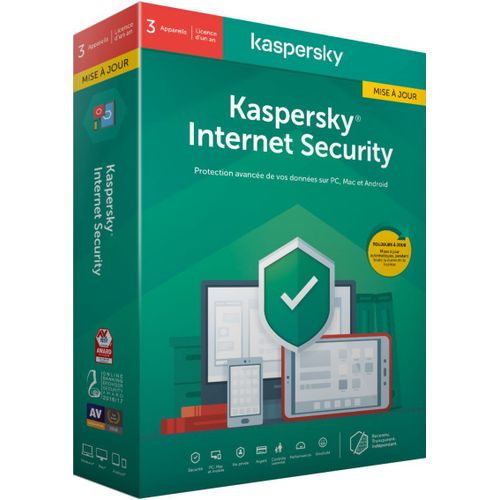 Logiciel antivirus et optimisation Kaspersky Internet Security 2020 MAJ (3 P / 1 AN )
