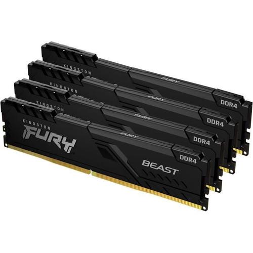 Kingston FURY Beast - DDR4 - kit - 32 Go: 4 x 8 Go - DIMM 288 broches - 3600 MHz / PC4-28800 - CL17 - 1.35 V - mémoire sans tampon - non ECC - noir