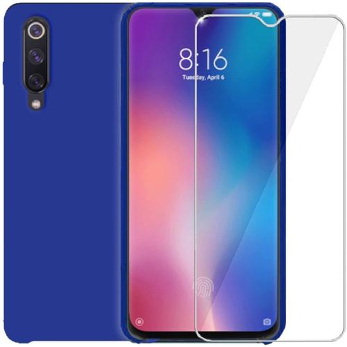 Pack Ibroz Xiaomi Mi 9 Coque Silicone Bleu