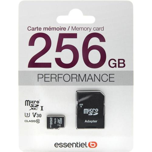 Carte Micro SD Essentielb Micro SDXC 256Go Performances