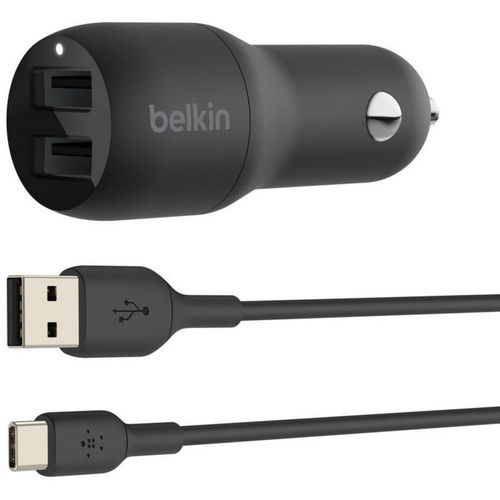 Chargeur Allume-Cigare Belkin 24w 2xusb-A/Usb-C 1m Noir