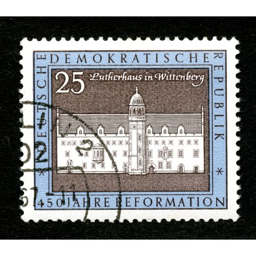 Timbre Oblitéré Deutsche Demokratische Republik, 450 Jahre Reformation, Lutherhaus In Wittenberg, 25