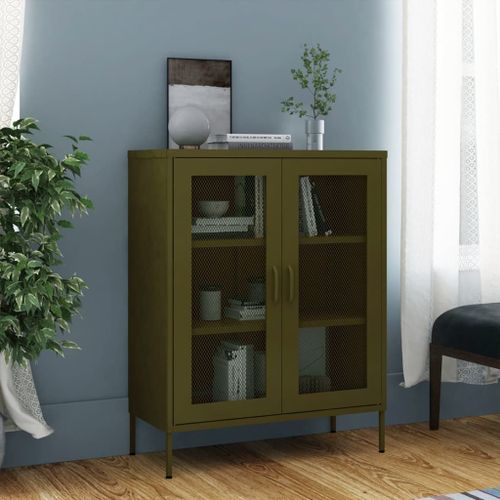 Vidaxl Armoire De Rangement Vert Olive 80x35x101,5 Cm Acier