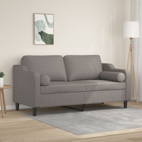 Vidaxl Canapé 2 Places Avec Oreillers Décoratifs Taupe 140 Cm Tissu