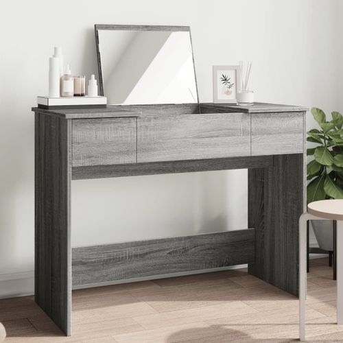 Vidaxl Coiffeuse Avec Miroir Sonoma Gris 100x45x76 Cm