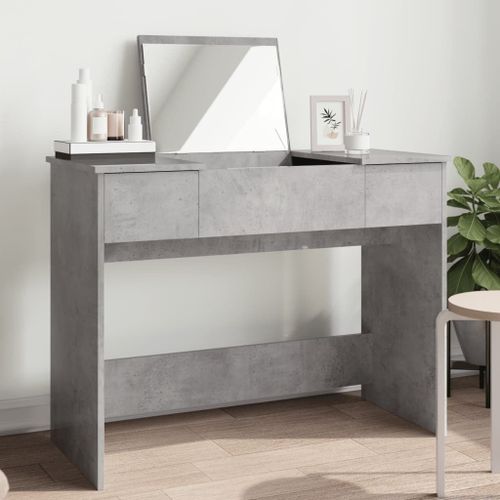 Vidaxl Coiffeuse Avec Miroir Gris Béton 100x45x76 Cm