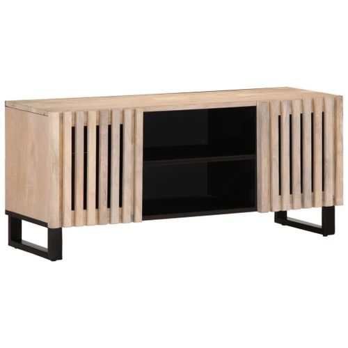 Vidaxl Meuble Tv Blanc 105x34x46 Cm Bois Massif De Manguier
