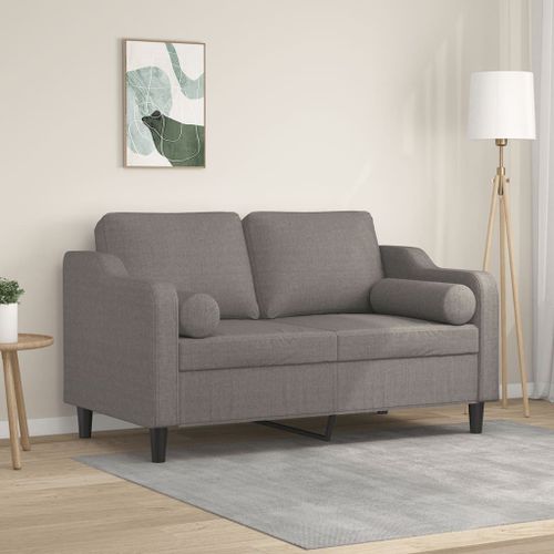 Vidaxl Canapé 2 Places Avec Oreillers Décoratifs Taupe 120 Cm Tissu