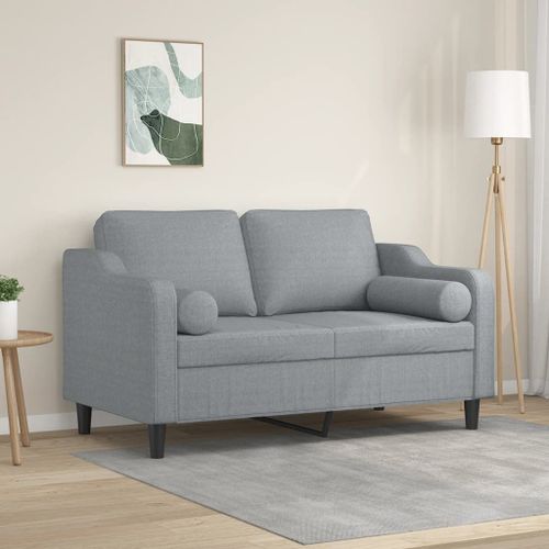 Vidaxl Canapé 2 Places Avec Oreillers Gris Clair 120 Cm Tissu