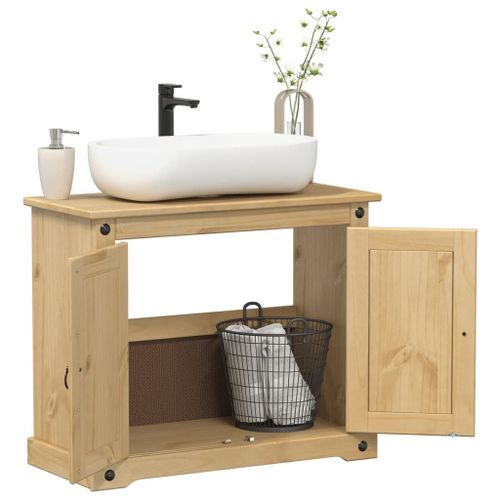 Vidaxl Armoire Lavabo De Salle De Bain Corona Bois De Pin Massif
