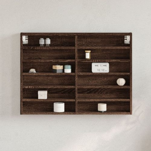 Vidaxl Armoire À Vitrine Chêne Marron 80x8,5x58 Cm Bois D'ingénierie