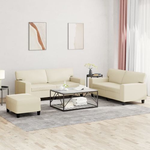 Vidaxl Ensemble De Canapés 3 Pcs Crème Similicuir