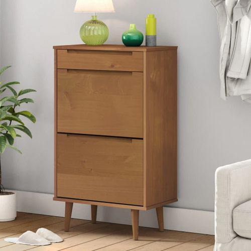 Vidaxl Armoire À Chaussures Molde Marron 59,5x35x103 Cm Bois De Pin