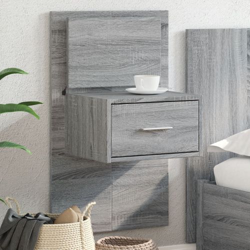 Vidaxl Table De Chevet Murale Avec Lumières Led Sonoma Gris