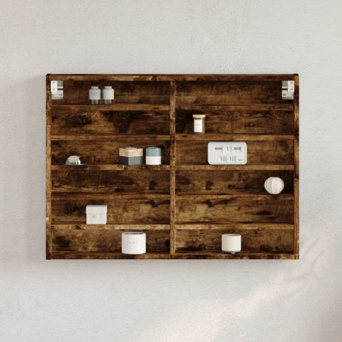 Vidaxl Armoire À Vitrine Chêne Fumé 80x8,5x58 Cm Bois D'ingénierie