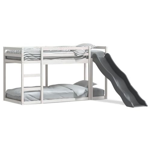 Vidaxl Lit Superposé Avec Toboggan/Échelle Blanc 90x190 Cm Pin Massif