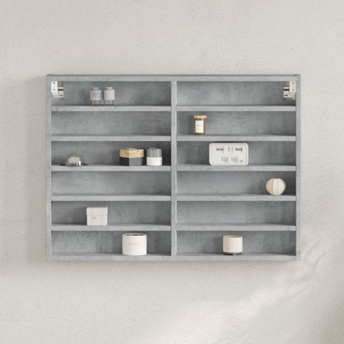 Vidaxl Armoire À Vitrine Gris Béton 80x8,5x58 Cm Bois D'ingénierie