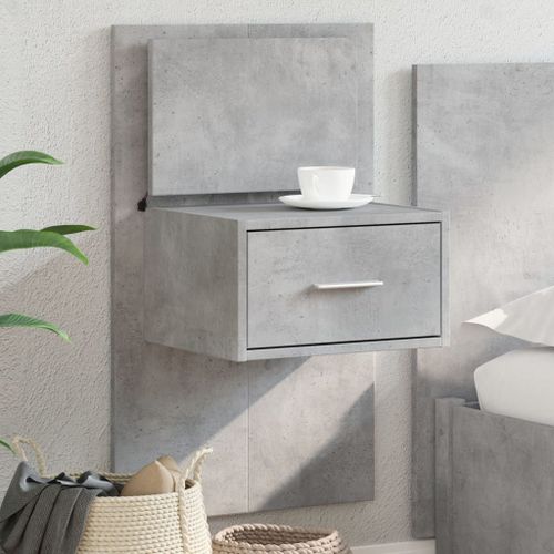 Vidaxl Table De Chevet Murale Avec Lumières Led Gris Béton