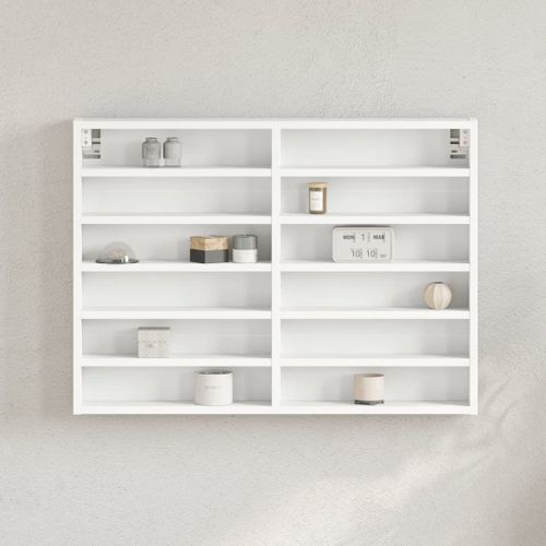 Vidaxl Armoire À Vitrine Blanc 80x8,5x58 Cm Bois D'ingénierie