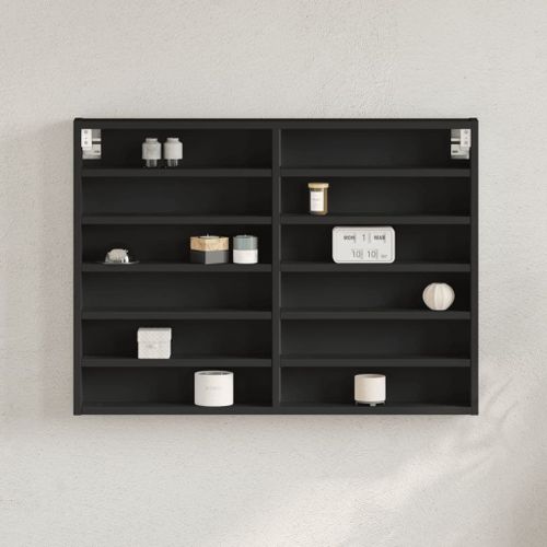 Vidaxl Armoire À Vitrine Noir 80x8,5x58 Cm Bois D'ingénierie