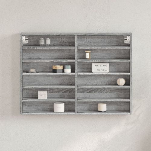 Vidaxl Armoire À Vitrine Sonoma Gris 80x8,5x58 Cm Bois D'ingénierie