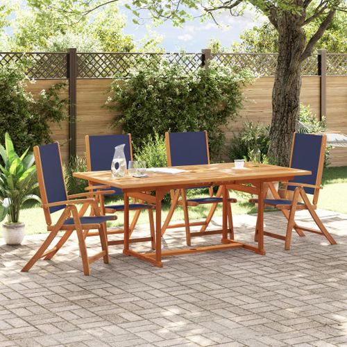 Vidaxl Chaises Pliables De Jardin Lot De 4 Bois D'acacia Et Textilène