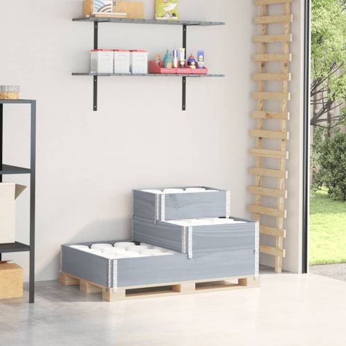 Vidaxl Collier De Palette À 3 Niveaux Gris 120x80cm Bois De Pin Massif